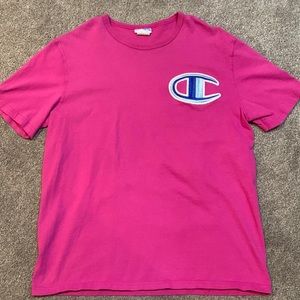 Peony Pink Champion short sleeve shirt w/embroidered C